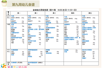 第九周幼儿食谱