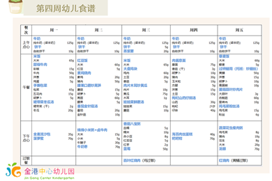 第四周幼儿食谱